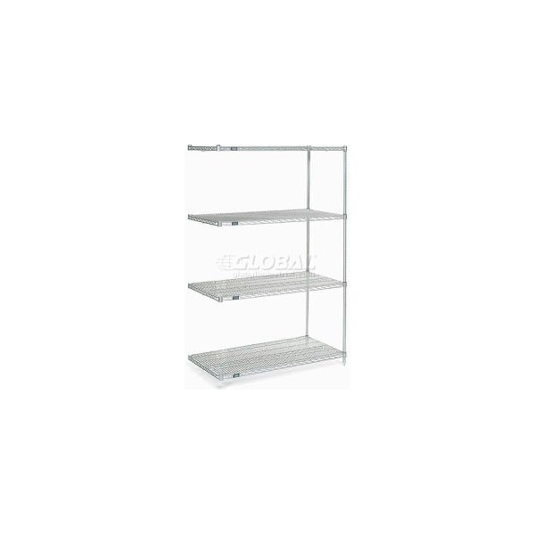 Global Equipment Nexelate Silver Epoxy Wire Shelving Add-On 48"W x 30"D x 74"H A30487EP - main